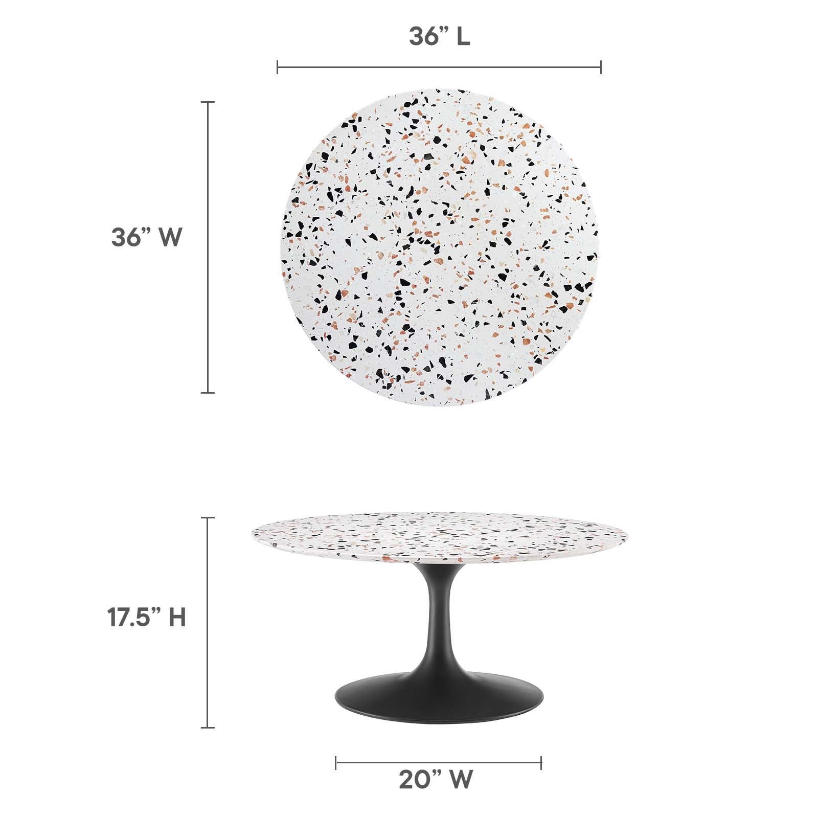 Modway Furniture Modern Lippa 36" Round Terrazzo Coffee Table - EEI-5721