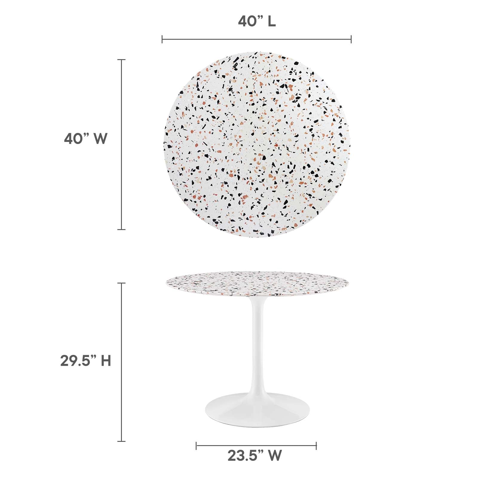 Modway Furniture Modern Lippa 40" Round Terrazzo Dining Table - EEI-5722