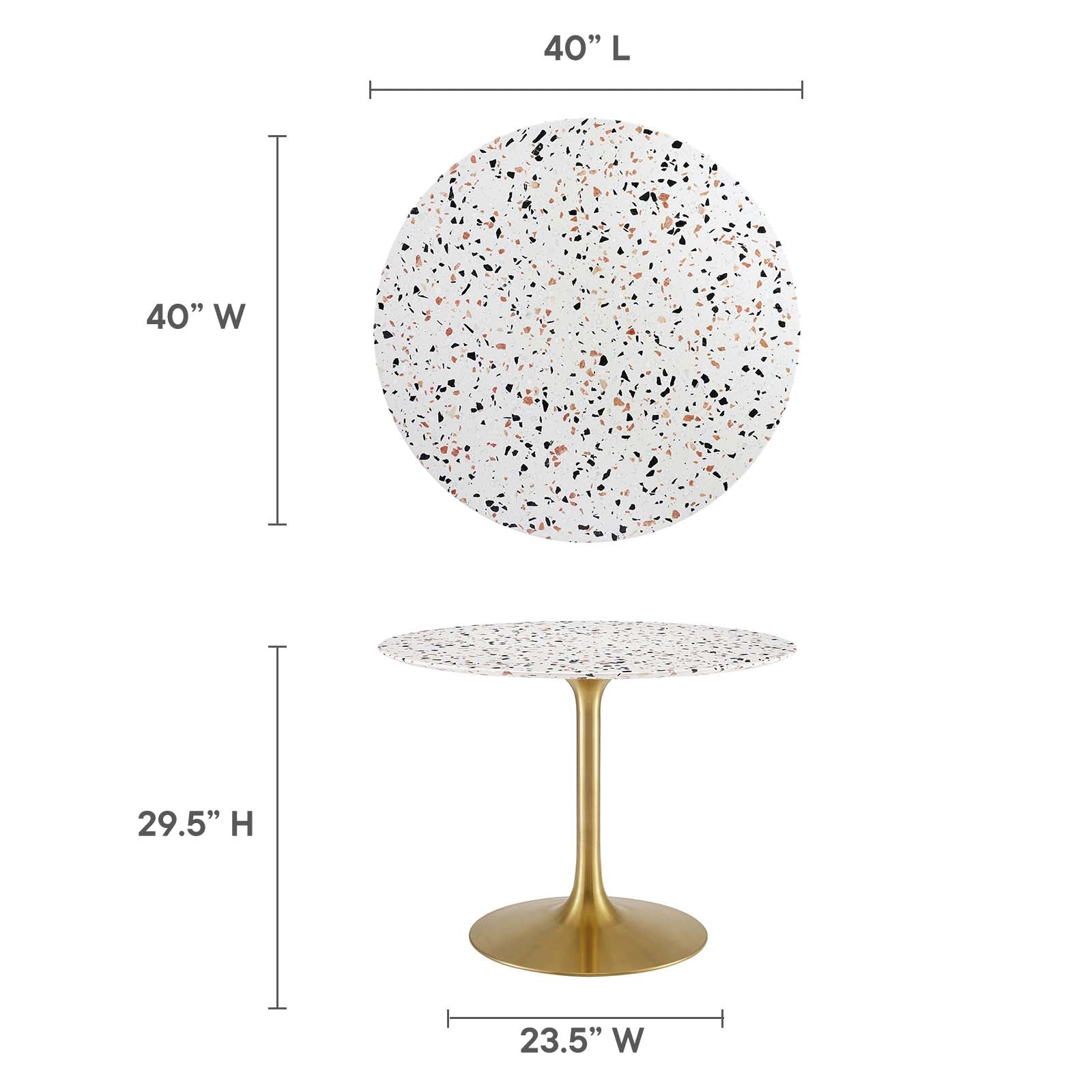 Modway Furniture Modern Lippa 40" Round Terrazzo Dining Table - EEI-5724