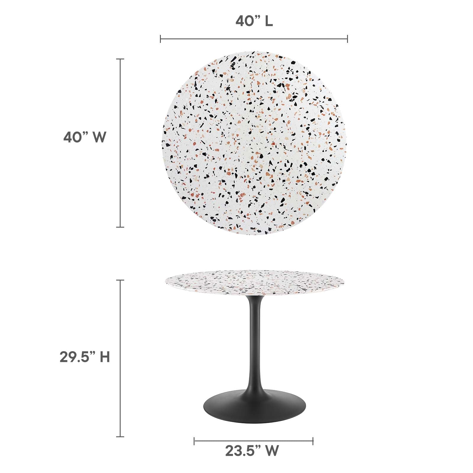 Modway Furniture Modern Lippa 40" Round Terrazzo Dining Table - EEI-5725