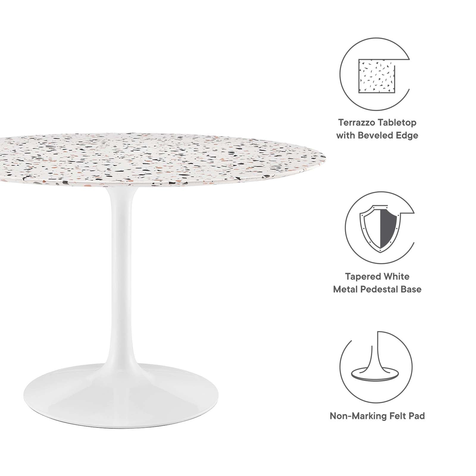 Modway Furniture Modern Lippa 47" Round Terrazzo Dining Table - EEI-5728