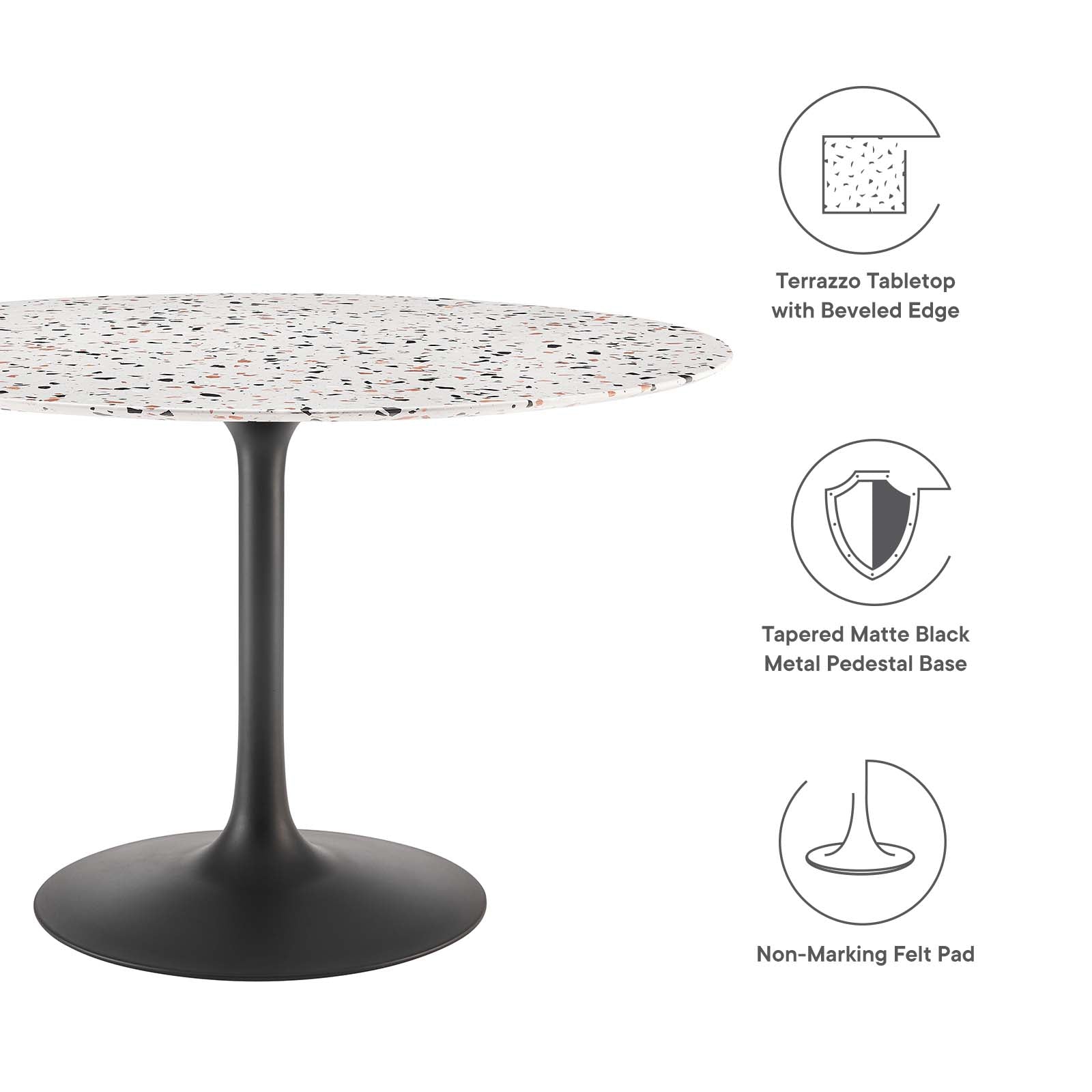 Modway Furniture Modern Lippa 47" Round Terrazzo Dining Table - EEI-5731