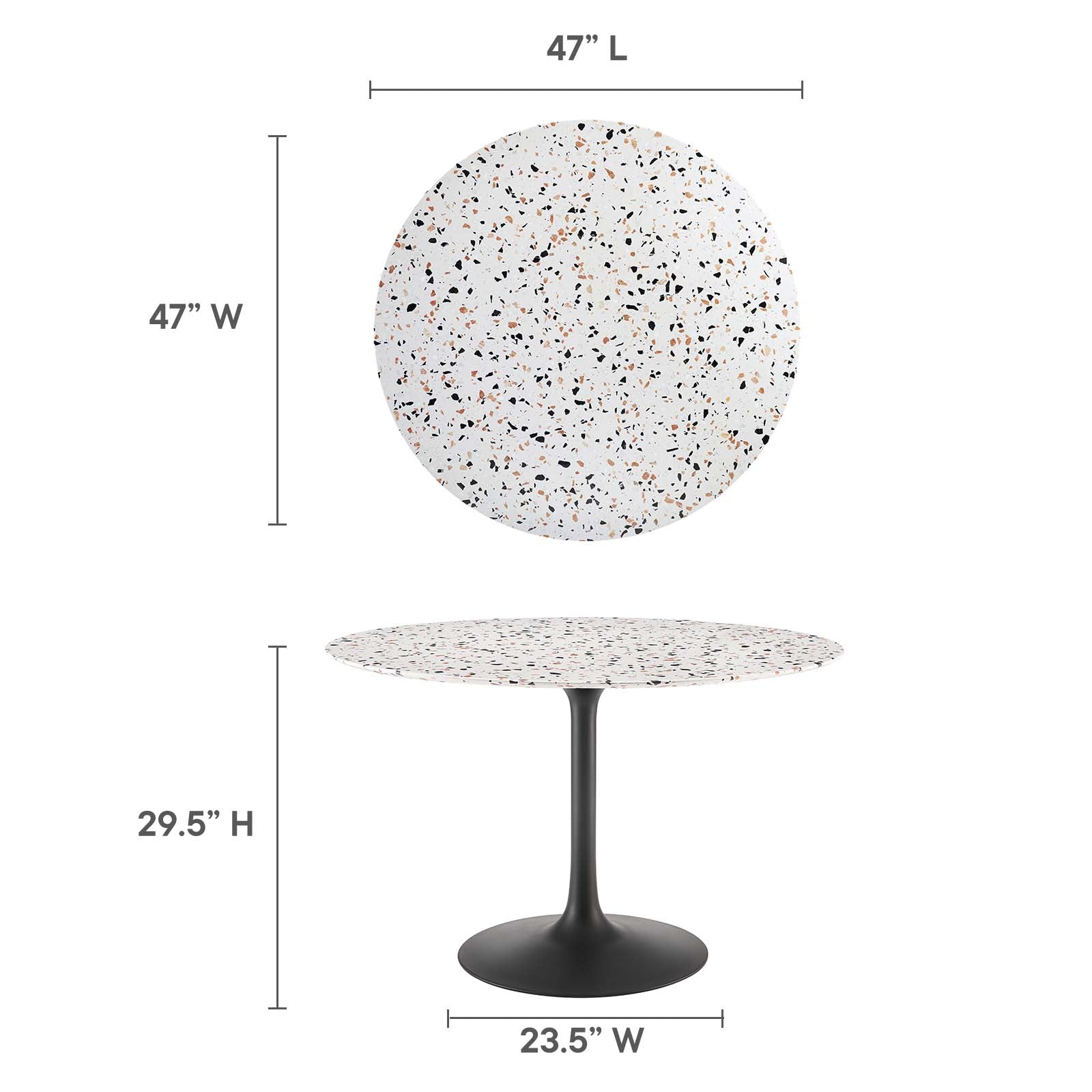 Modway Furniture Modern Lippa 47" Round Terrazzo Dining Table - EEI-5731