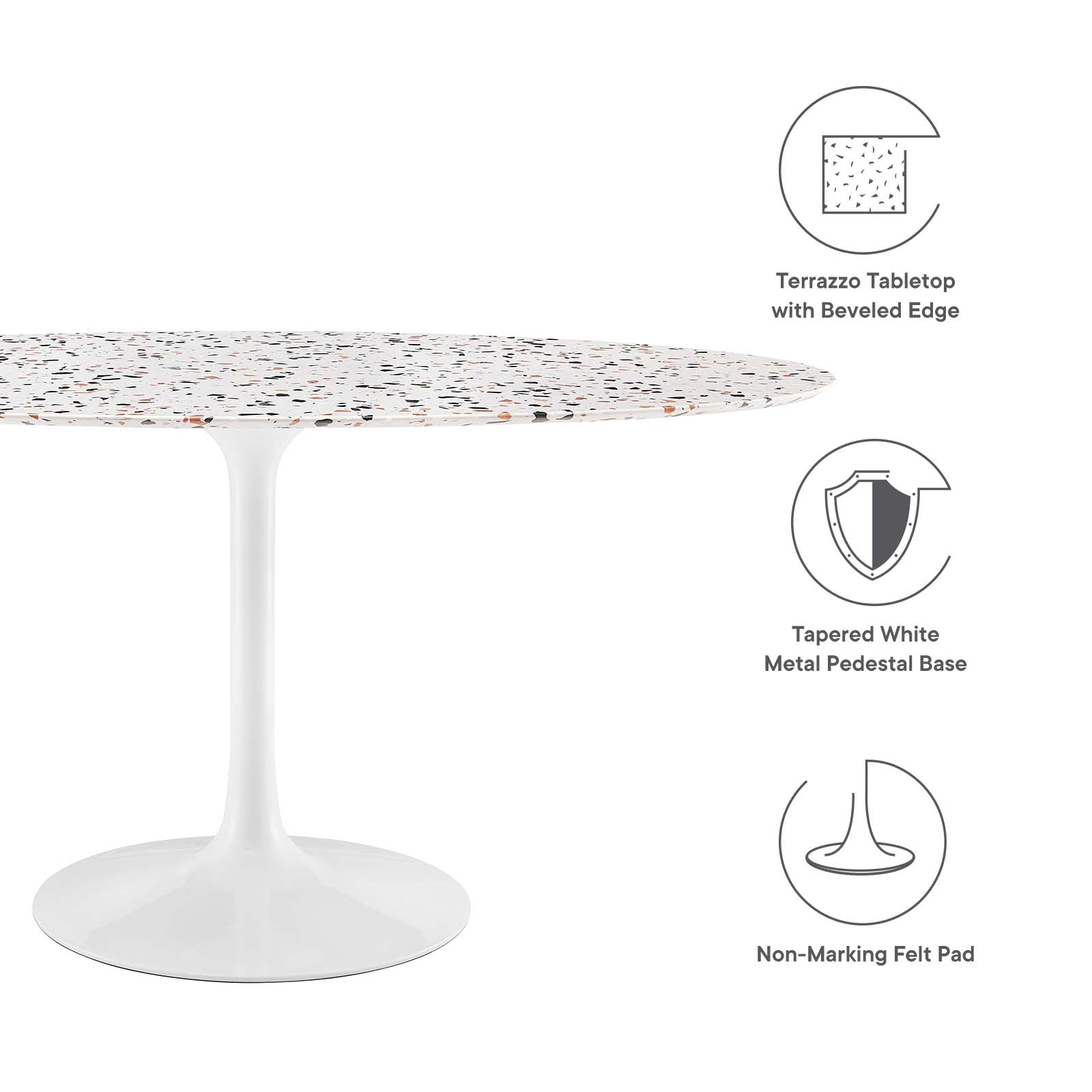 Modway Furniture Modern Lippa 60" Oval Terrazzo Dining Table - EEI-5734