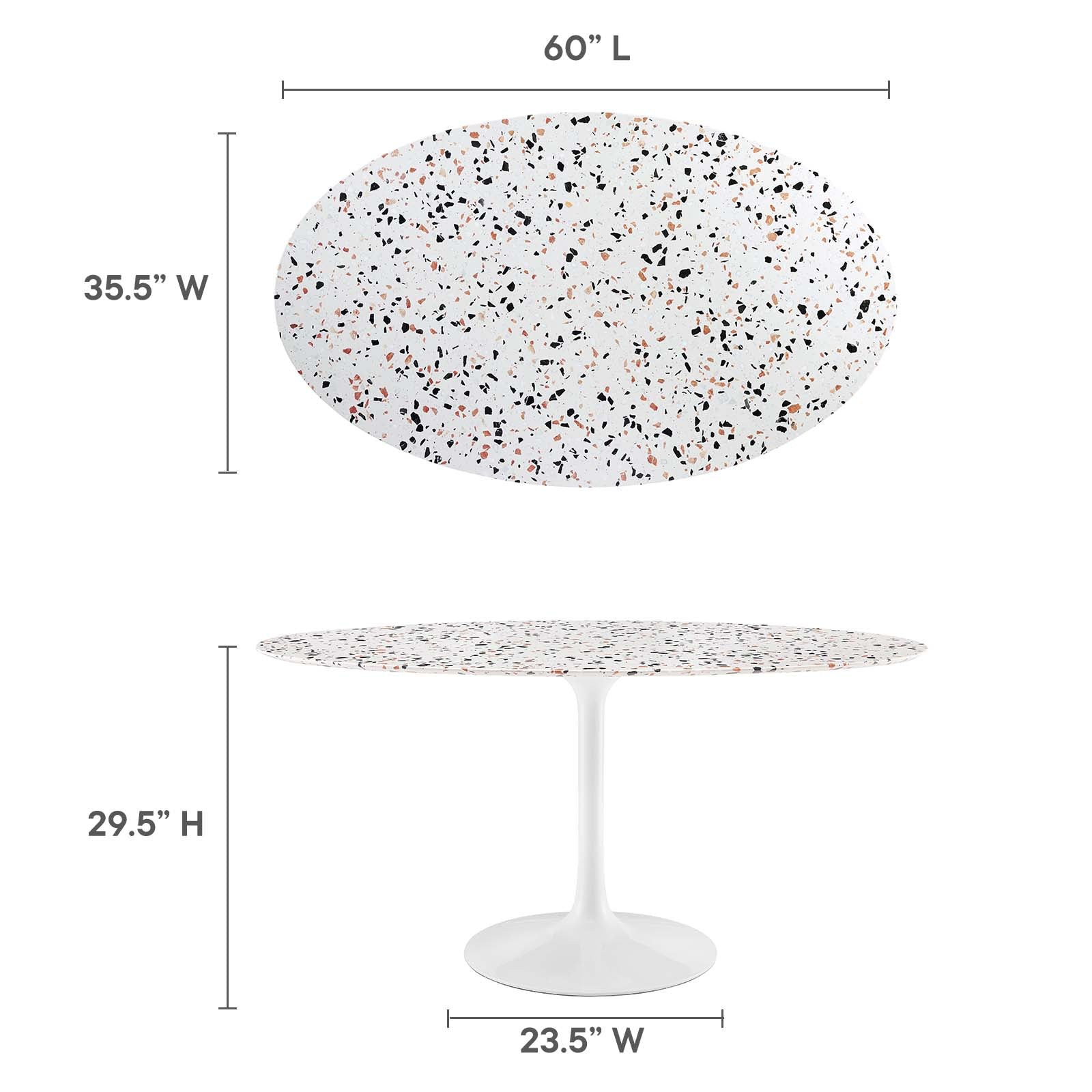 Modway Furniture Modern Lippa 60" Oval Terrazzo Dining Table - EEI-5734