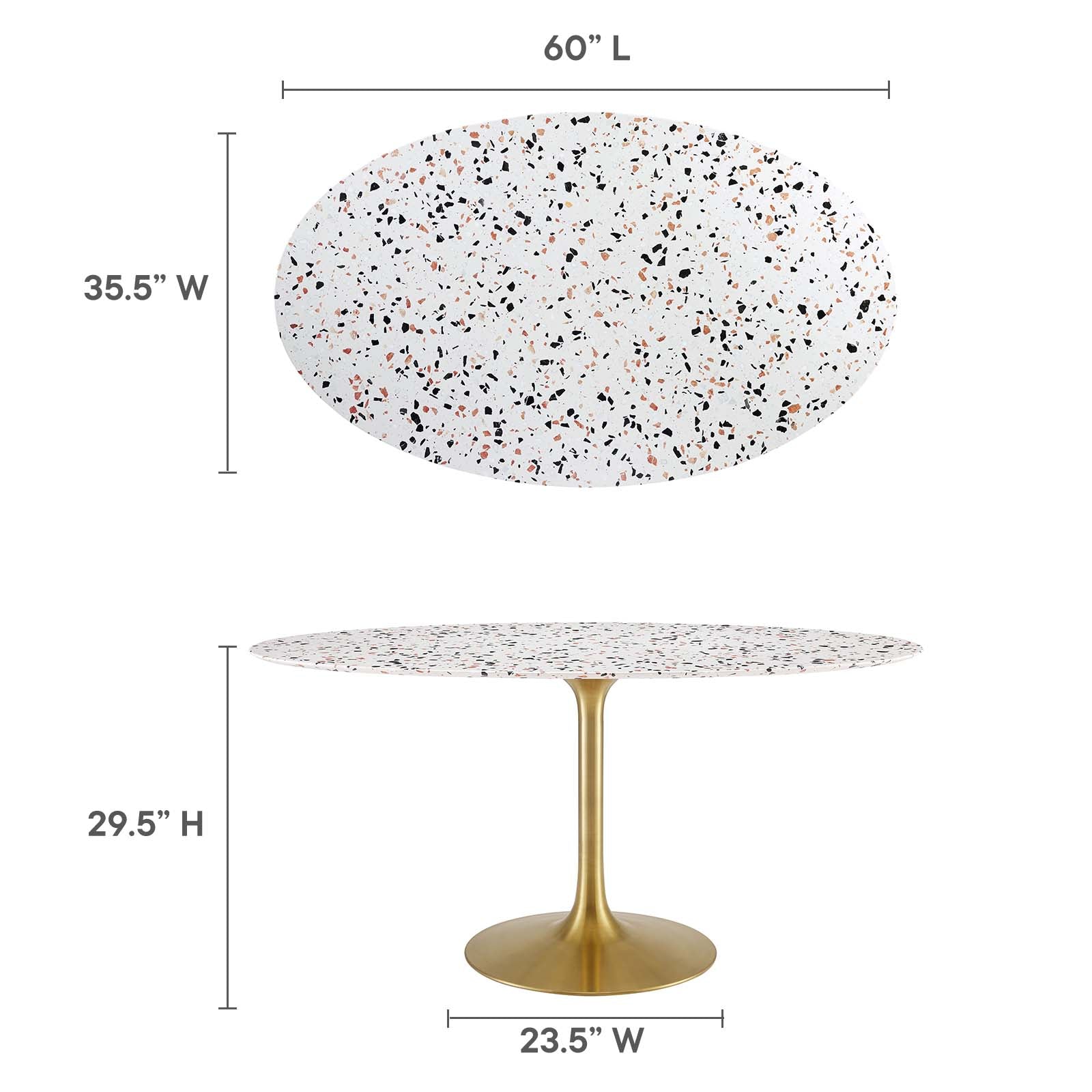 Modway Furniture Modern Lippa 60" Oval Terrazzo Dining Table - EEI-5736