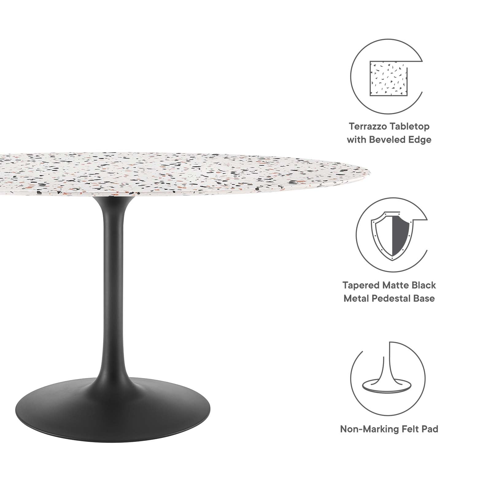 Modway Furniture Modern Lippa 60" Oval Terrazzo Dining Table - EEI-5737