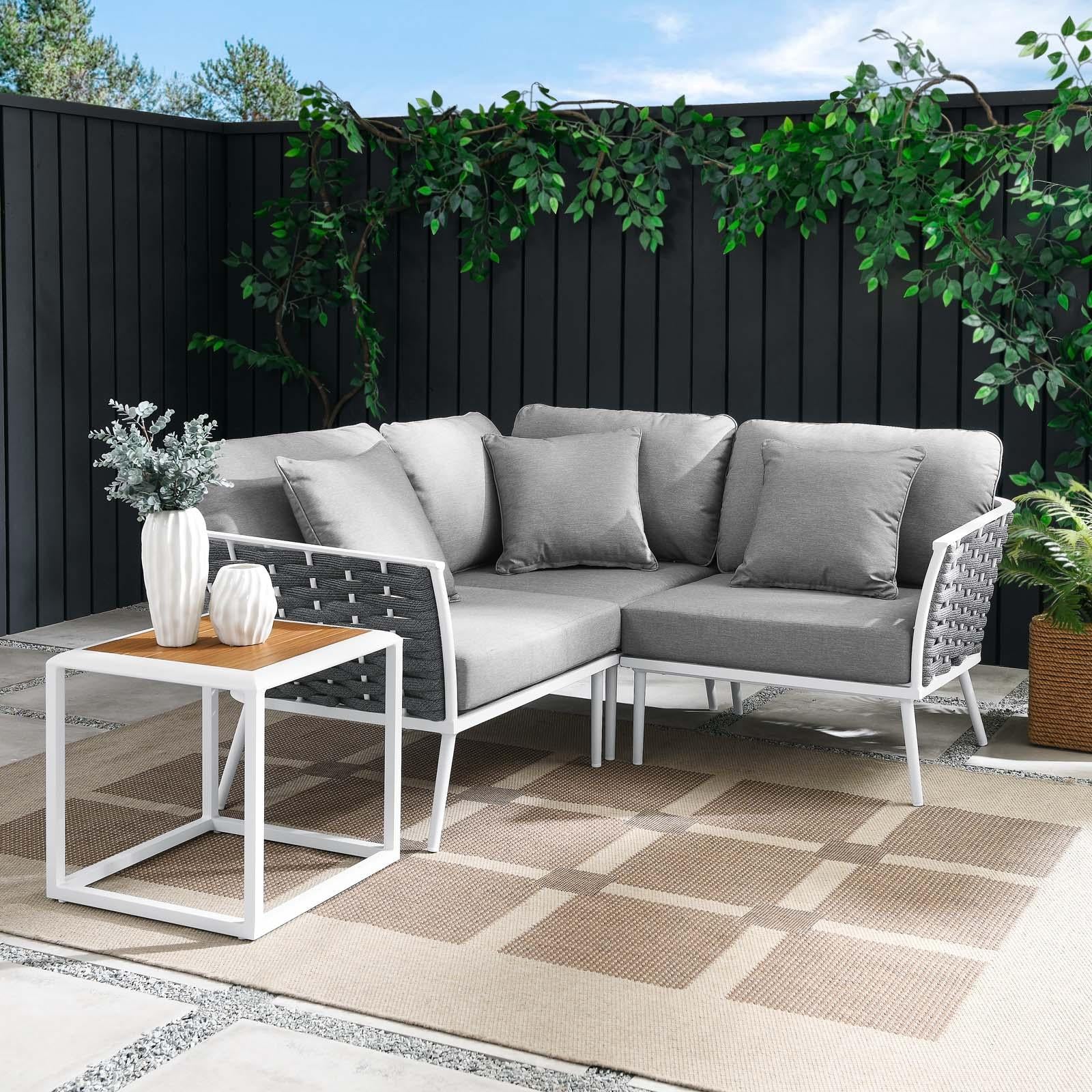 Modway Furniture Modern Stance 4 Piece Outdoor Patio Aluminum Sectional Sofa Set - EEI-5755