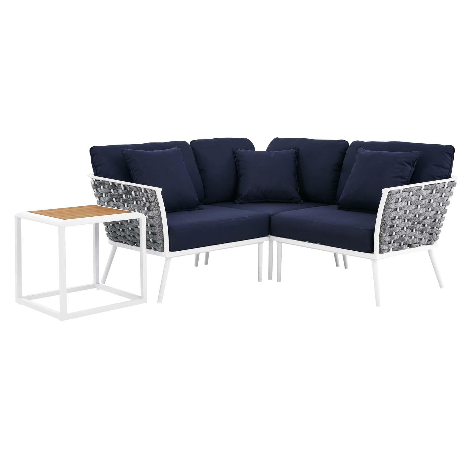 Modway Furniture Modern Stance 4 Piece Outdoor Patio Aluminum Sectional Sofa Set - EEI-5755