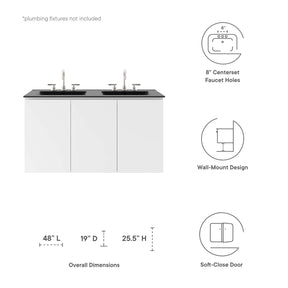 Modway Furniture Modern Bryn 48" Wall-Mount Double Sink Bathroom Vanity - EEI-5781