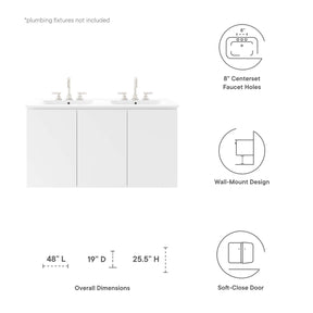 Modway Furniture Modern Bryn 48" Wall-Mount Double Sink Bathroom Vanity - EEI-5781