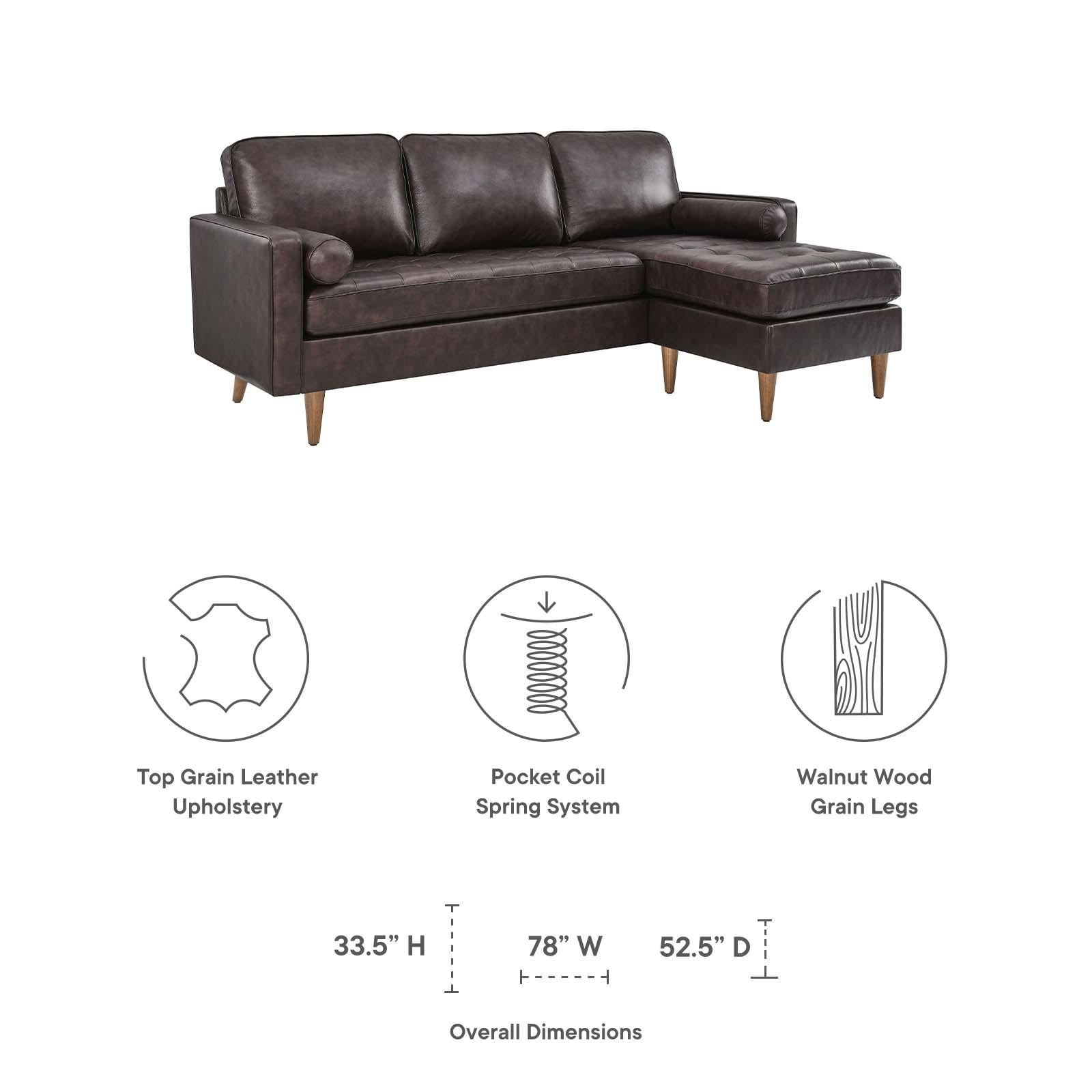 Modway Furniture Modern Valour 78" Leather Apartment Sectional Sofa - EEI-5872