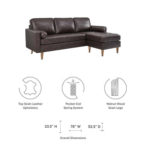 Modway Furniture Modern Valour 78" Leather Apartment Sectional Sofa - EEI-5872