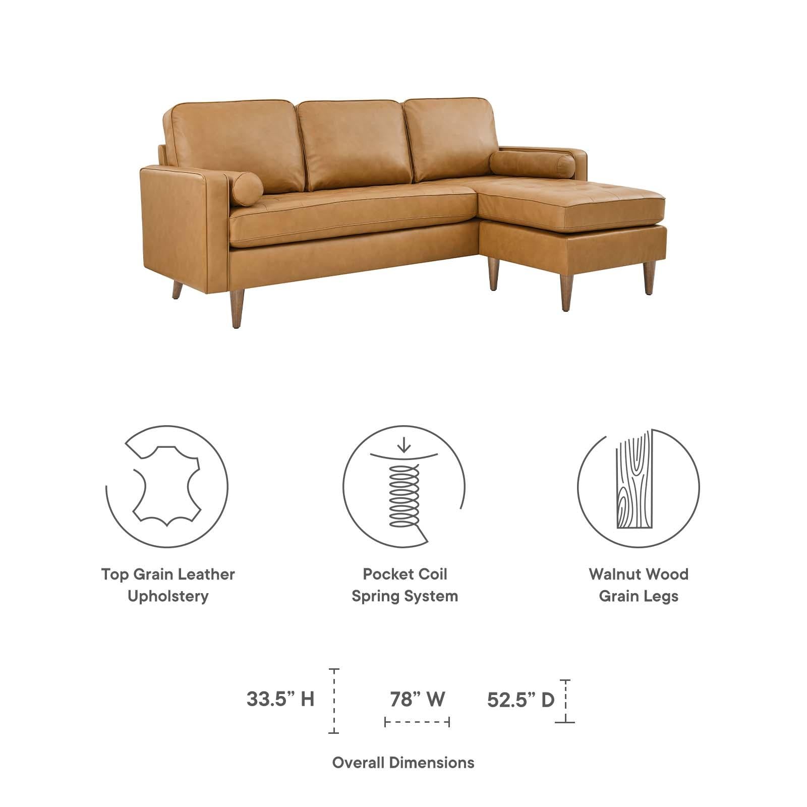 Modway Furniture Modern Valour 78" Leather Apartment Sectional Sofa - EEI-5872