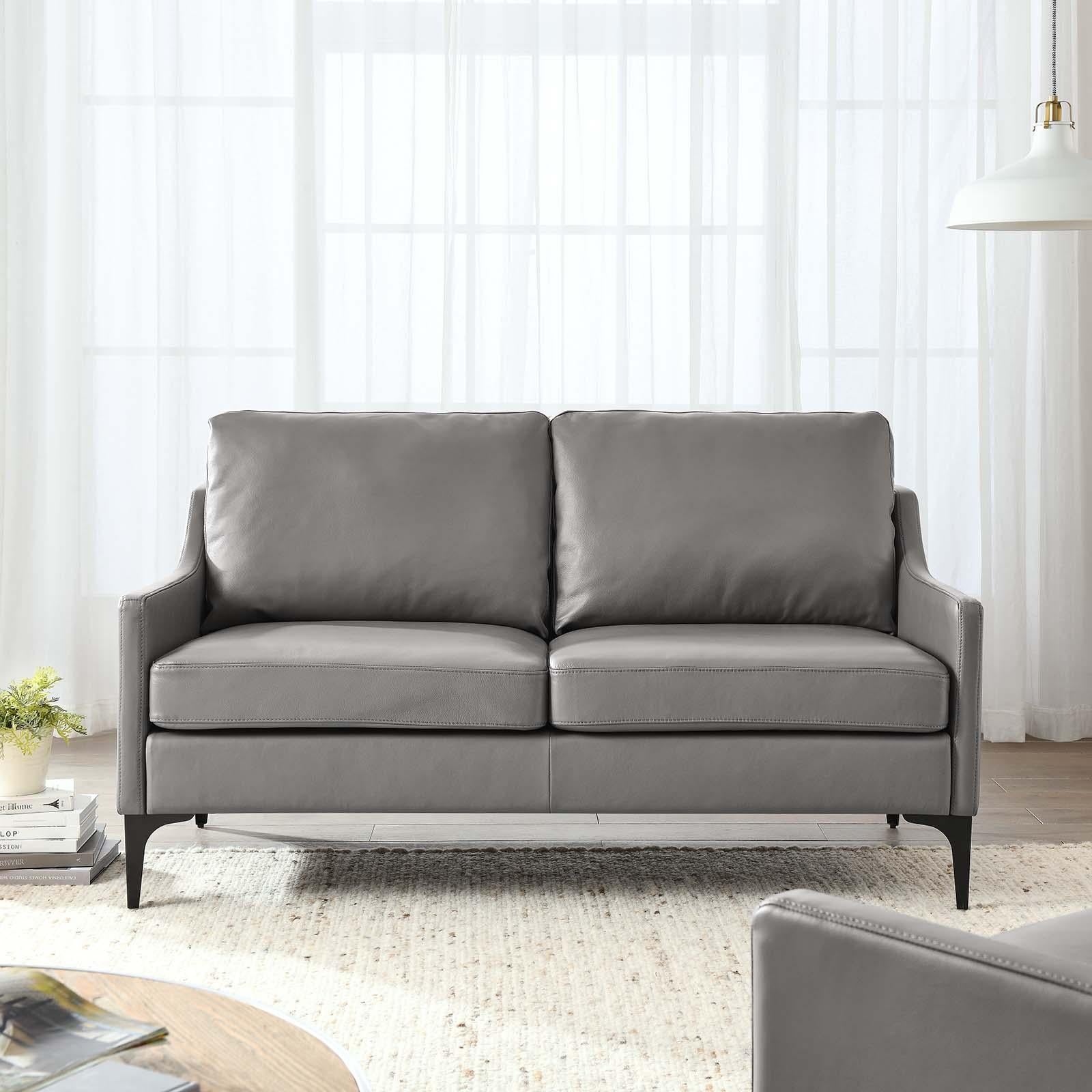 Modway Furniture Modern Corland Leather Loveseat - EEI-6020