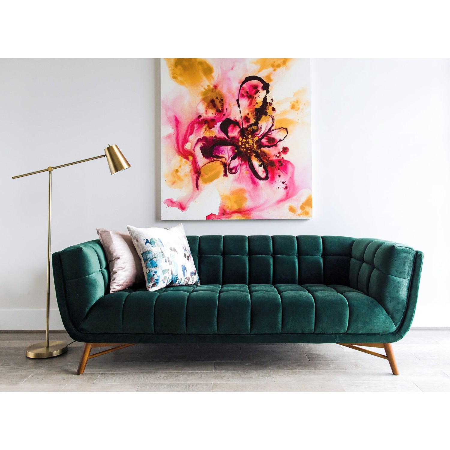 Edloe Finch Tribeca Mid Century Modern Velvet Sofa 3592