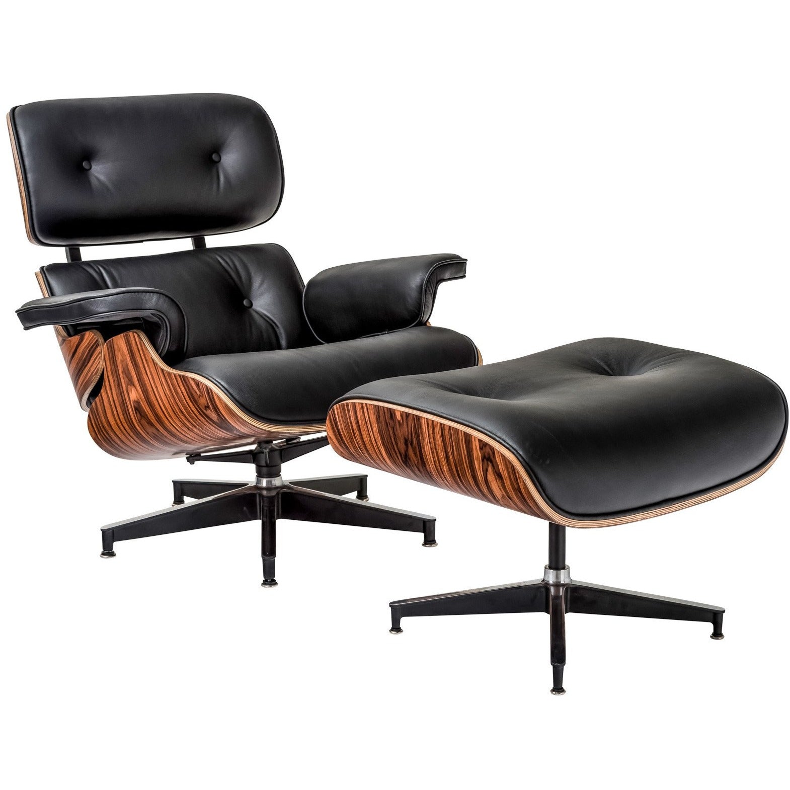 Lanna Furniture Rivera Eames Lounge Chair and Ottoman in Italian Black