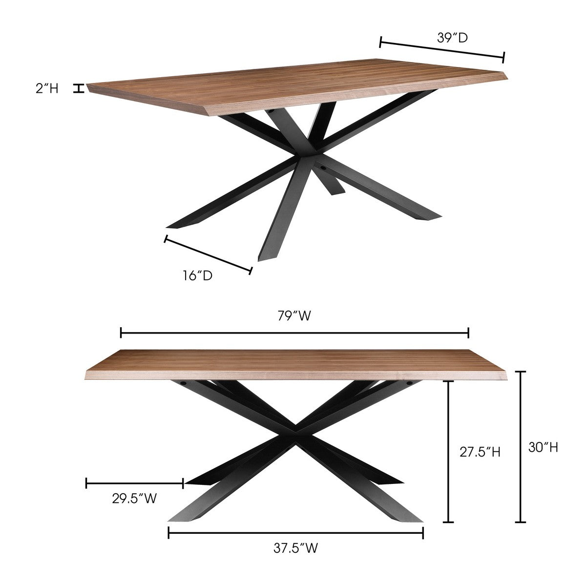 Moe's Home Collection Oslo Dining Table Walnut - ER-1174-20