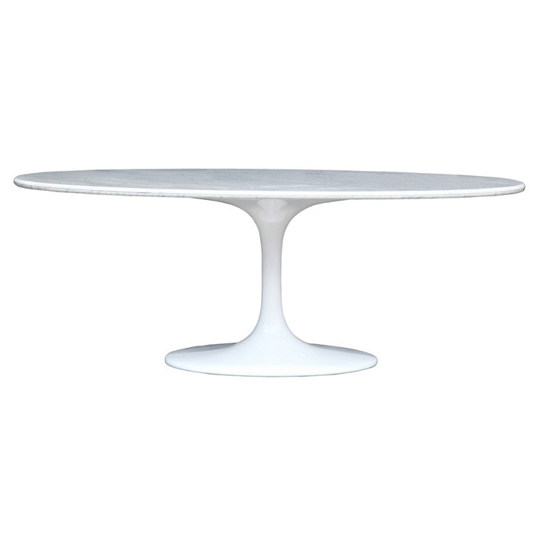 Finemod Imports Modern Flower Marble Table Oval 60" FMI10080-white-Minimal & Modern
