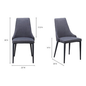 Moe's Home Collection Hazel Dining Chair Dark Grey-Set of Two - HK-1003-25