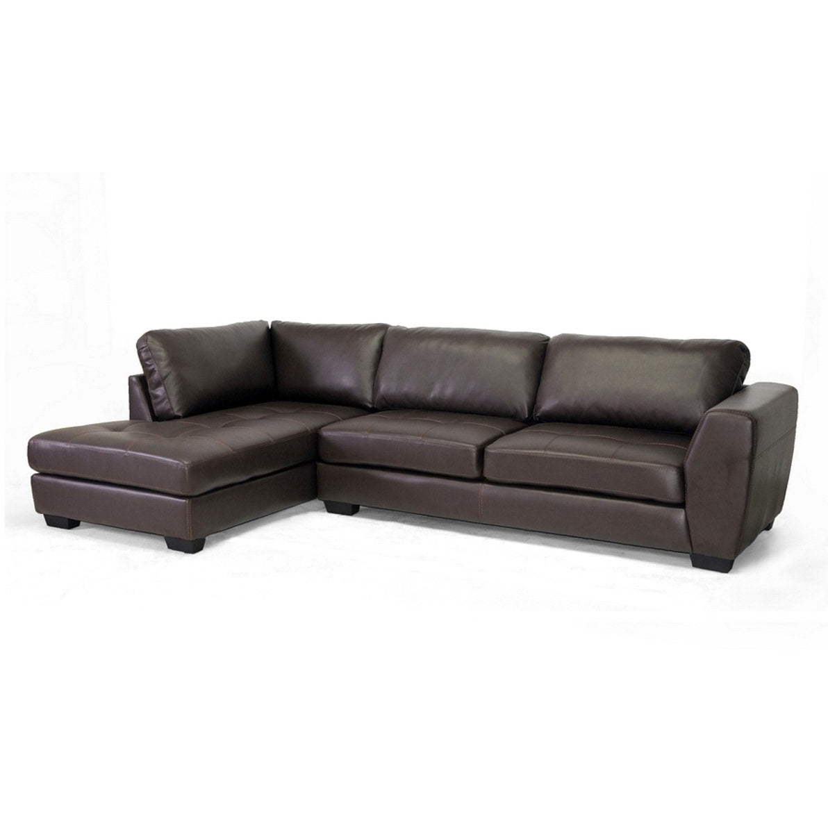 Baxton Studio Orland Brown Leather Modern Sectional Sofa Set with Left