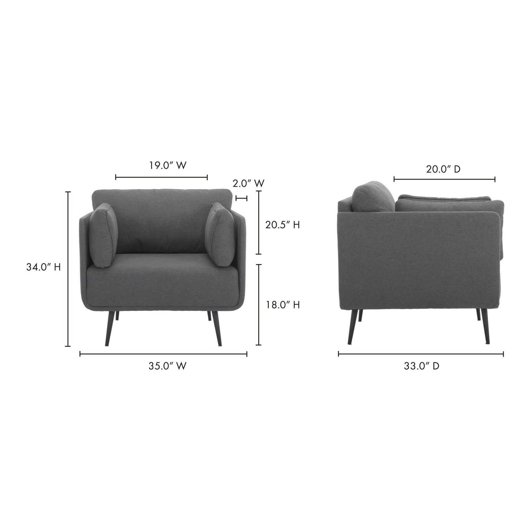 Moe's Home Collection Rodrigo Chair Anthracite - JM-1014-02