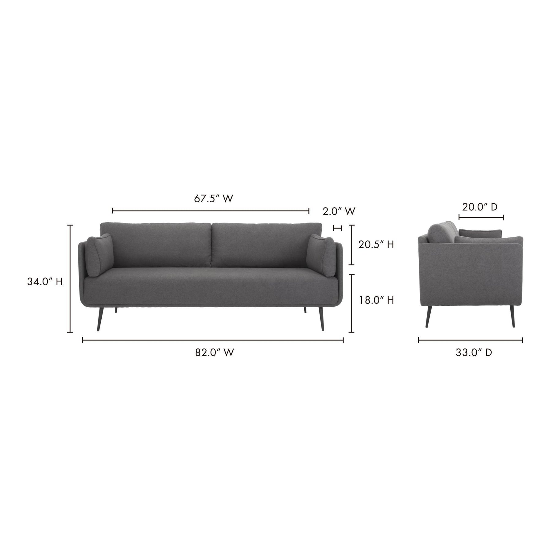 Moe's Home Collection Rodrigo Sofa Anthracite - JM-1015-02