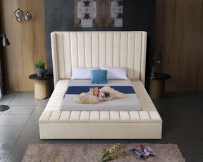 Meridian Furniture Kiki Cream Velvet Full Bed