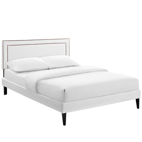 Modway Furniture Modern Jessamine Queen Vinyl Platform Bed with Squared Tapered Legs - MOD-5619-Minimal & Modern