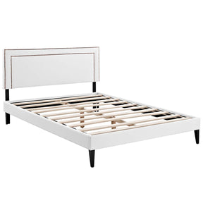 Modway Furniture Modern Jessamine Queen Vinyl Platform Bed with Squared Tapered Legs - MOD-5619-Minimal & Modern