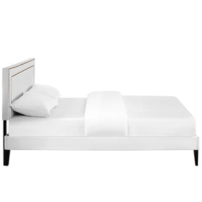 Modway Furniture Modern Jessamine Queen Vinyl Platform Bed with Squared Tapered Legs - MOD-5619-Minimal & Modern