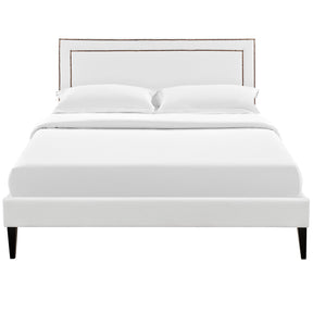 Modway Furniture Modern Jessamine Queen Vinyl Platform Bed with Squared Tapered Legs - MOD-5619-Minimal & Modern