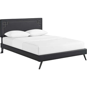 Modway Furniture Modern Josie Full Vinyl Platform Bed with Round Splayed Legs - MOD-5655-Minimal & Modern