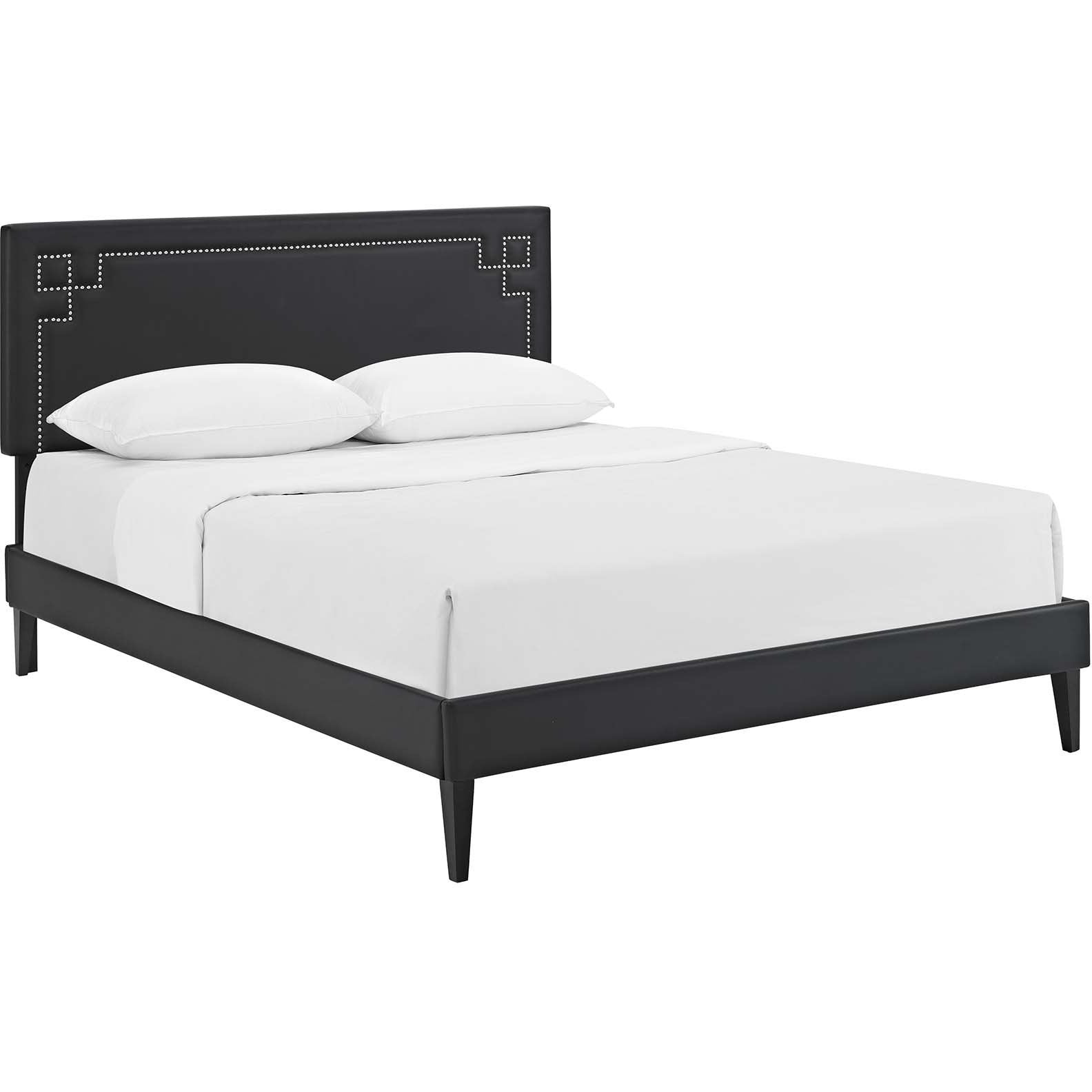 Modway Furniture Modern Josie Full Vinyl Platform Bed with Squared Tapered Legs - MOD-5657-Minimal & Modern