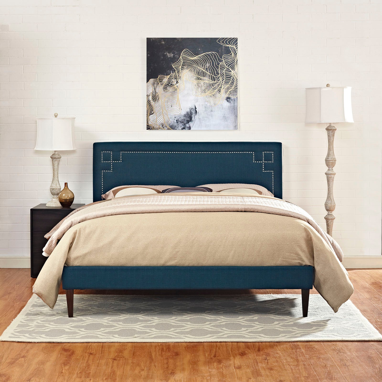 Modway Furniture Modern Josie Full Fabric Platform Bed with Squared Tapered Legs - MOD-5658-Minimal & Modern