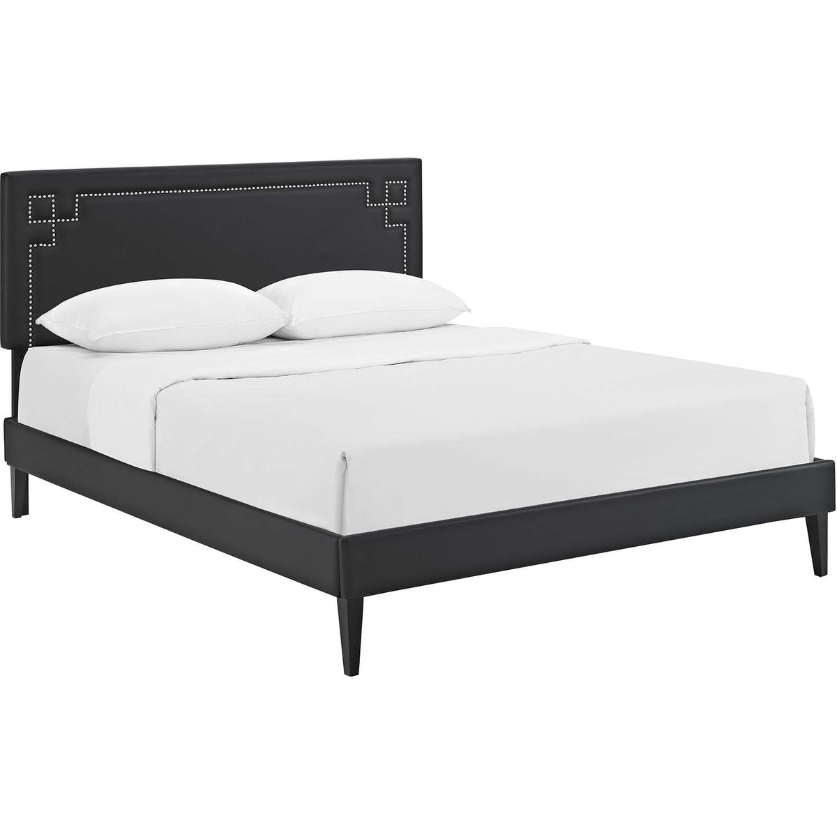 Modway Furniture Modern Josie Queen Vinyl Platform Bed with Squared Tapered Legs - MOD-5663-Minimal & Modern