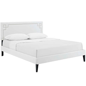 Modway Furniture Modern Josie Queen Vinyl Platform Bed with Squared Tapered Legs - MOD-5663-Minimal & Modern