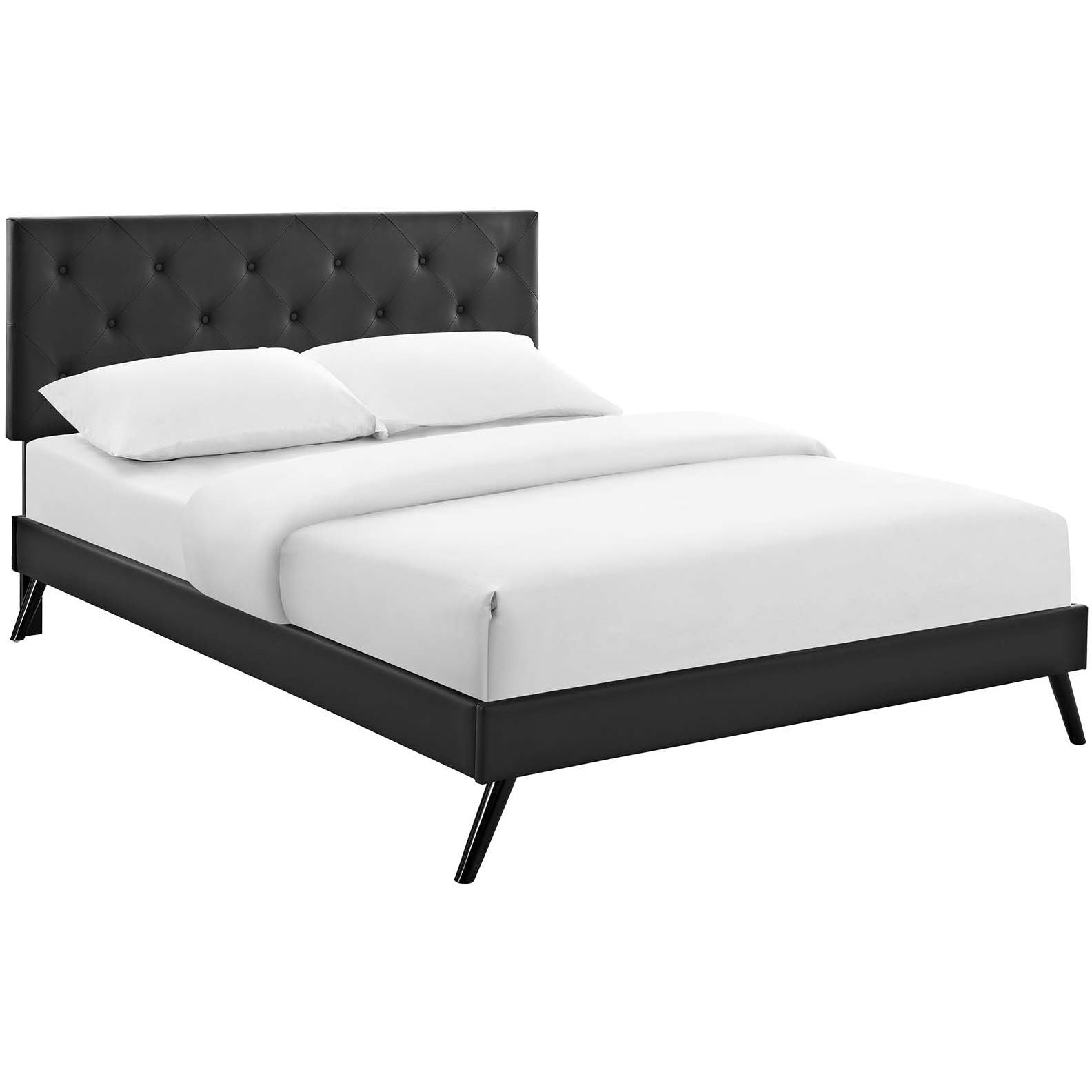 Modway Furniture Modern Terisa Full Vinyl Platform Bed with Round Splayed Legs - MOD-5705-Minimal & Modern