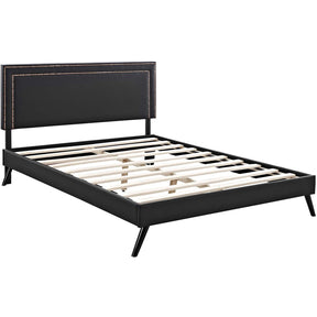 Modway Furniture Modern Virginia Queen Vinyl Platform Bed with Round Splayed Legs - MOD-5914-Minimal & Modern