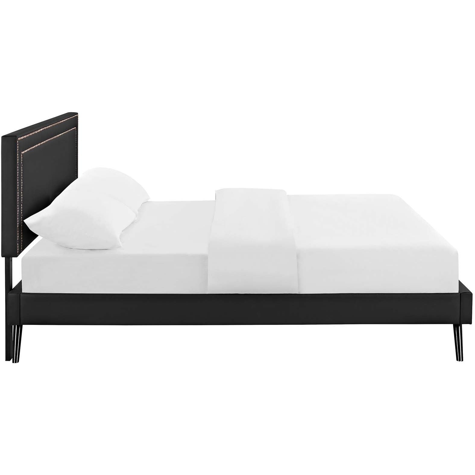 Modway Furniture Modern Virginia Queen Vinyl Platform Bed with Round Splayed Legs - MOD-5914-Minimal & Modern