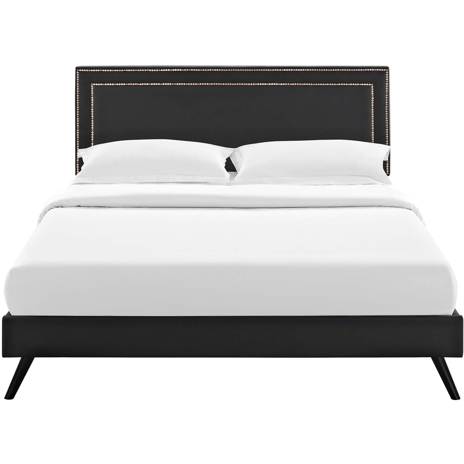 Modway Furniture Modern Virginia Queen Vinyl Platform Bed with Round Splayed Legs - MOD-5914-Minimal & Modern