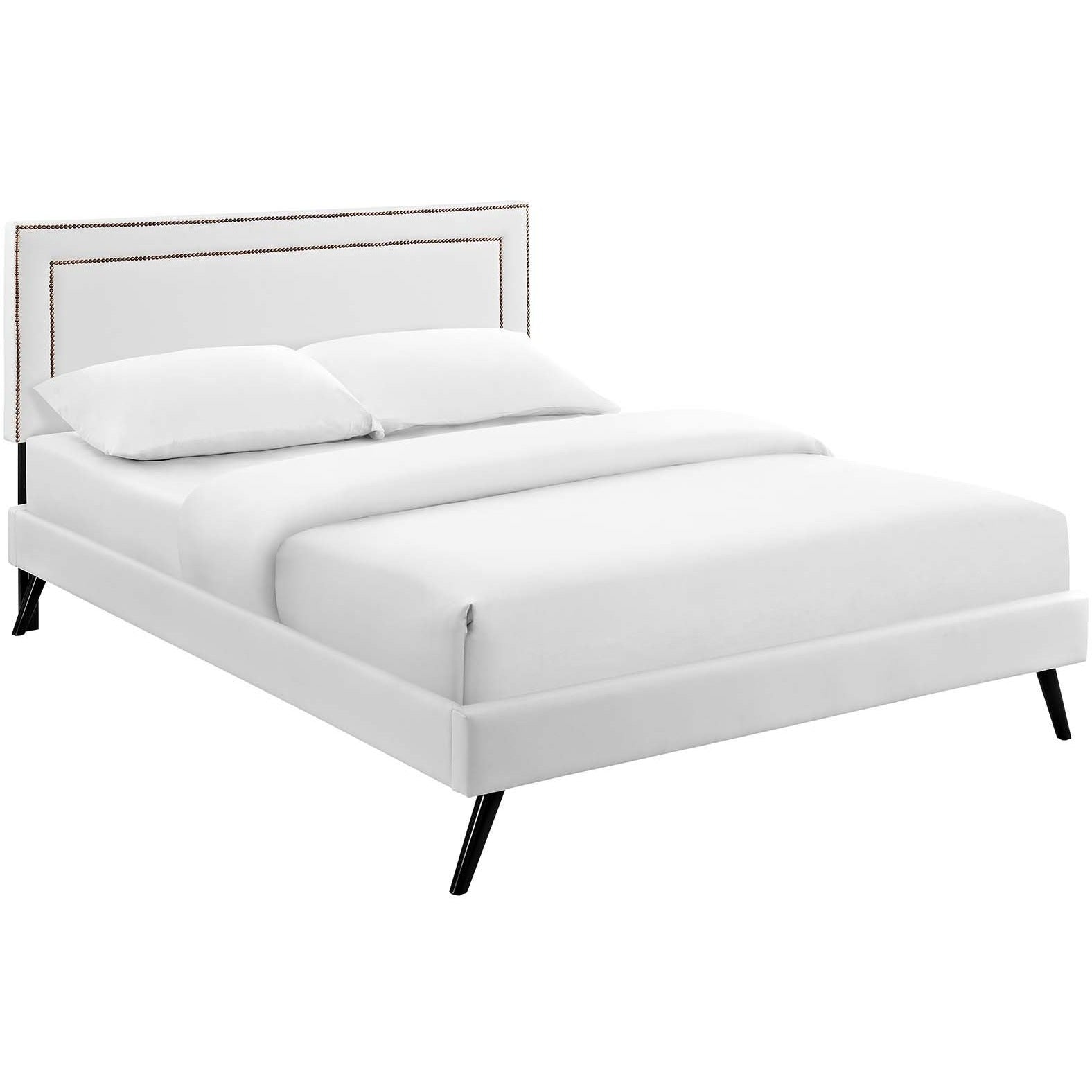 Modway Furniture Modern Virginia Queen Vinyl Platform Bed with Round Splayed Legs - MOD-5914-Minimal & Modern