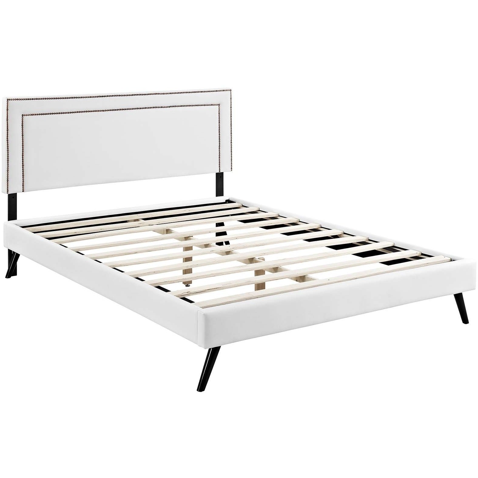 Modway Furniture Modern Virginia Queen Vinyl Platform Bed with Round Splayed Legs - MOD-5914-Minimal & Modern