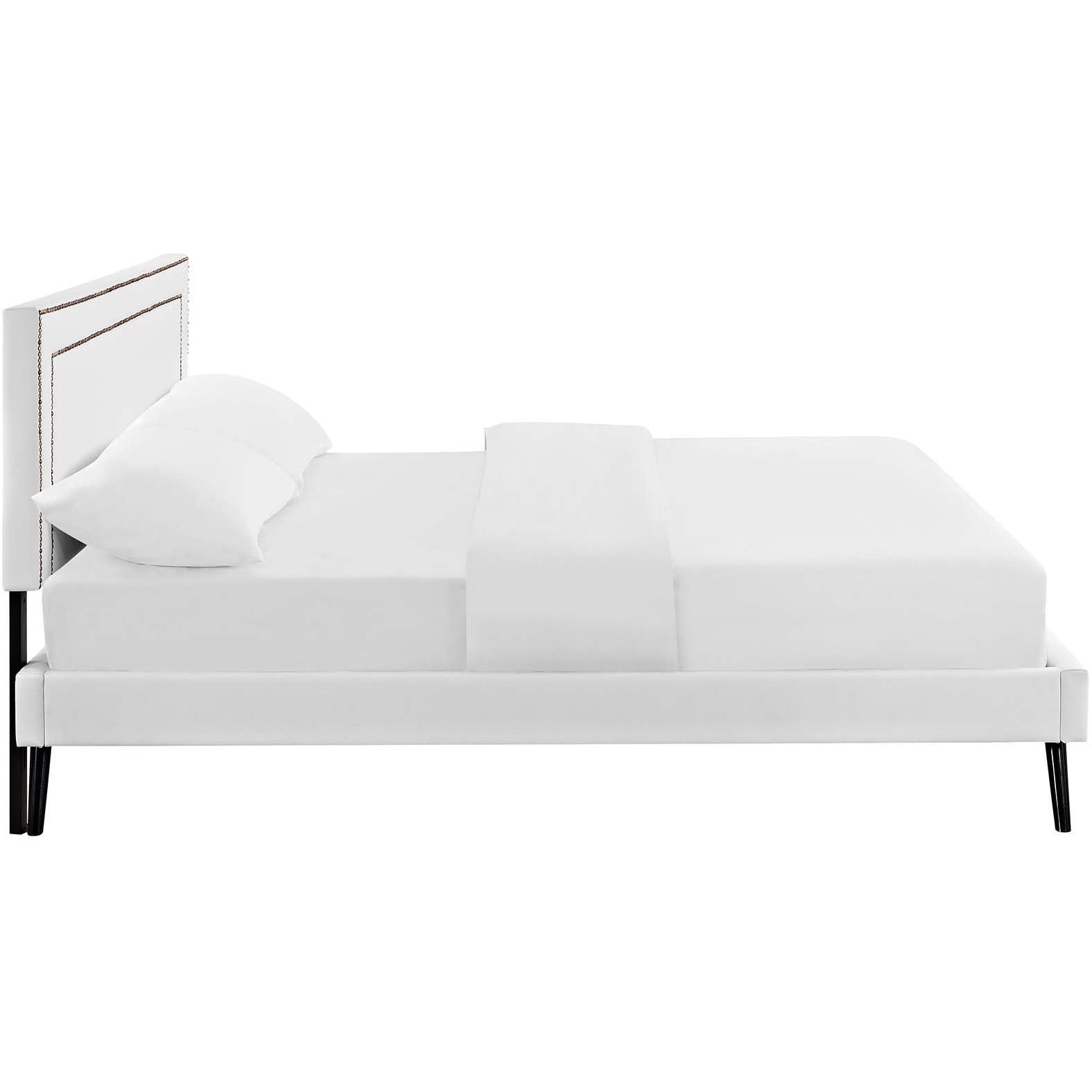 Modway Furniture Modern Virginia Queen Vinyl Platform Bed with Round Splayed Legs - MOD-5914-Minimal & Modern