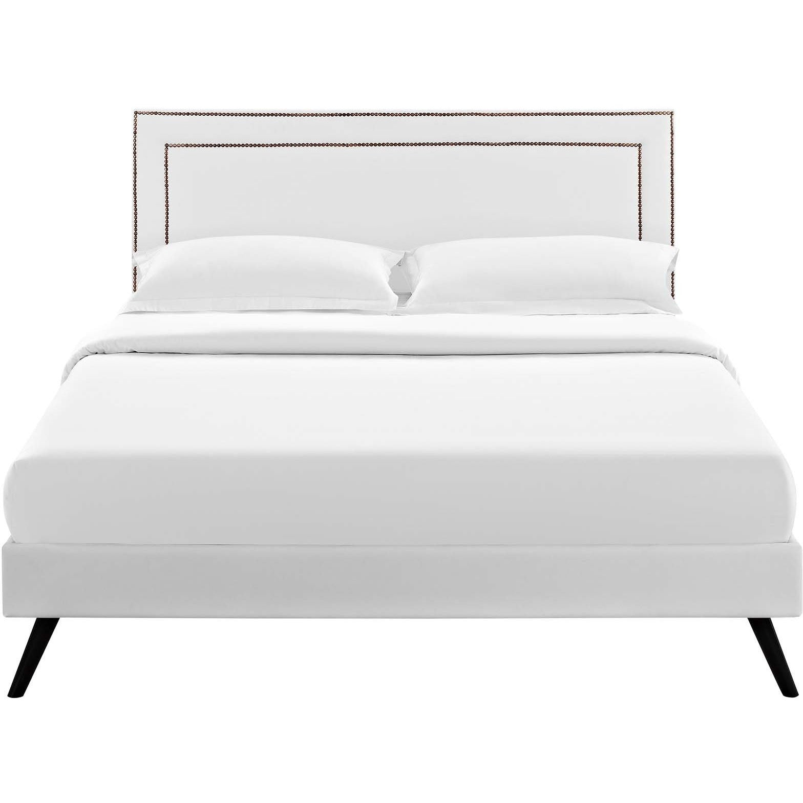 Modway Furniture Modern Virginia Queen Vinyl Platform Bed with Round Splayed Legs - MOD-5914-Minimal & Modern