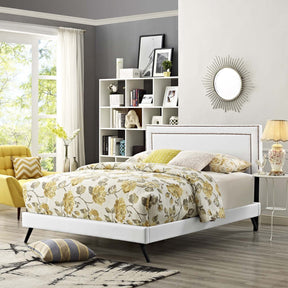 Modway Furniture Modern Virginia Queen Vinyl Platform Bed with Round Splayed Legs - MOD-5914-Minimal & Modern