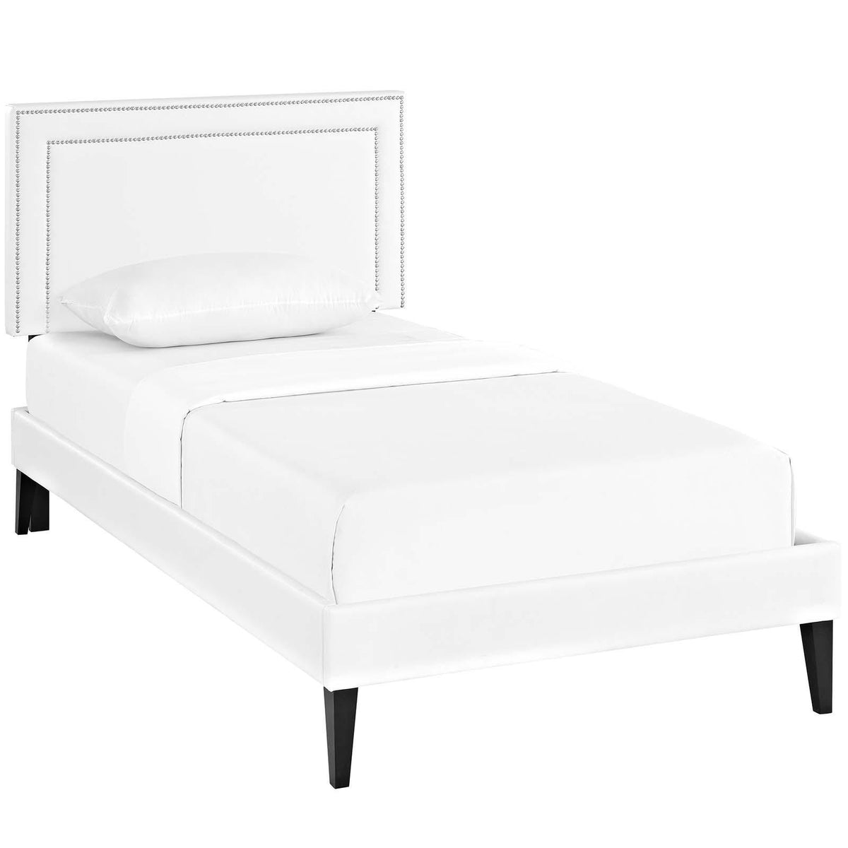 Modway Furniture Modern Virginia Twin Vinyl Platform Bed with Squared Tapered Legs - MOD-5918