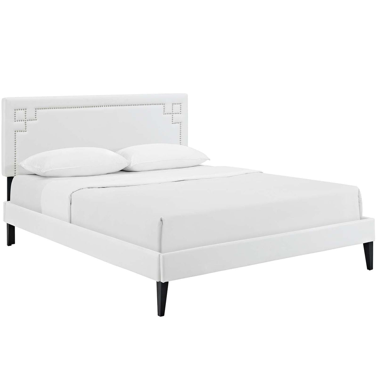 Modway Furniture Modern Ruthie Full Vinyl Platform Bed with Squared Tapered Legs - MOD-5936