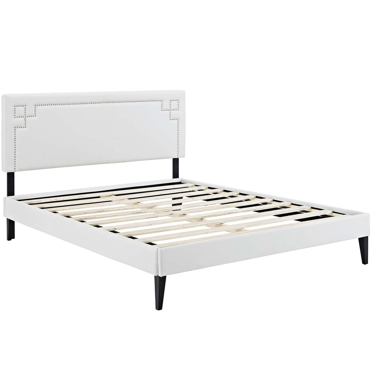 Modway Furniture Modern Ruthie Full Vinyl Platform Bed with Squared Tapered Legs - MOD-5936