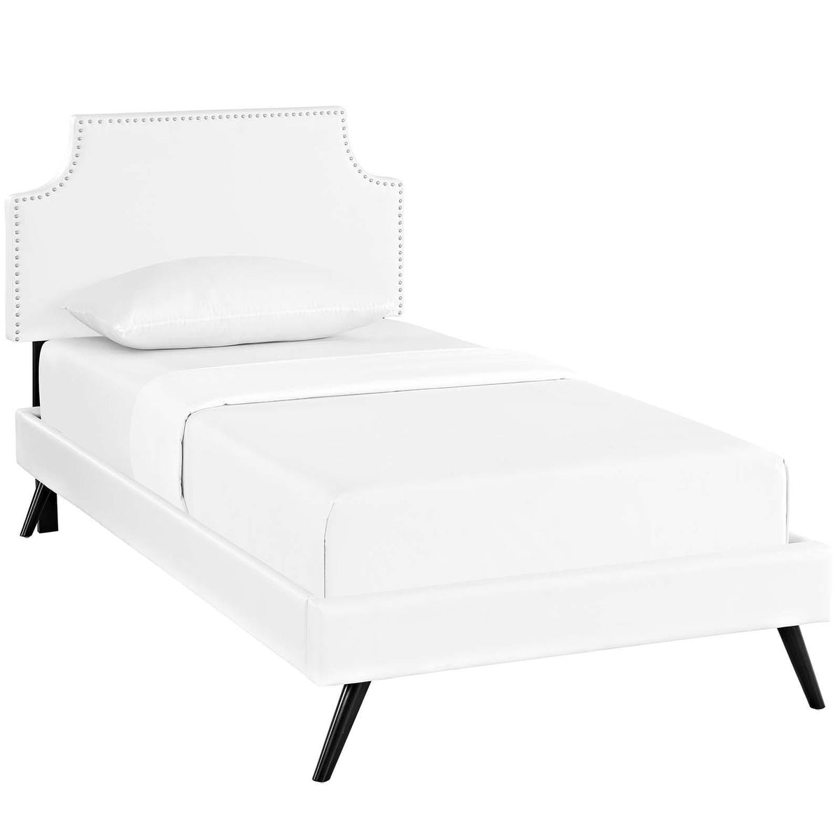 Modway Furniture Modern Corene Twin Vinyl Platform Bed with Round Splayed Legs - MOD-5942